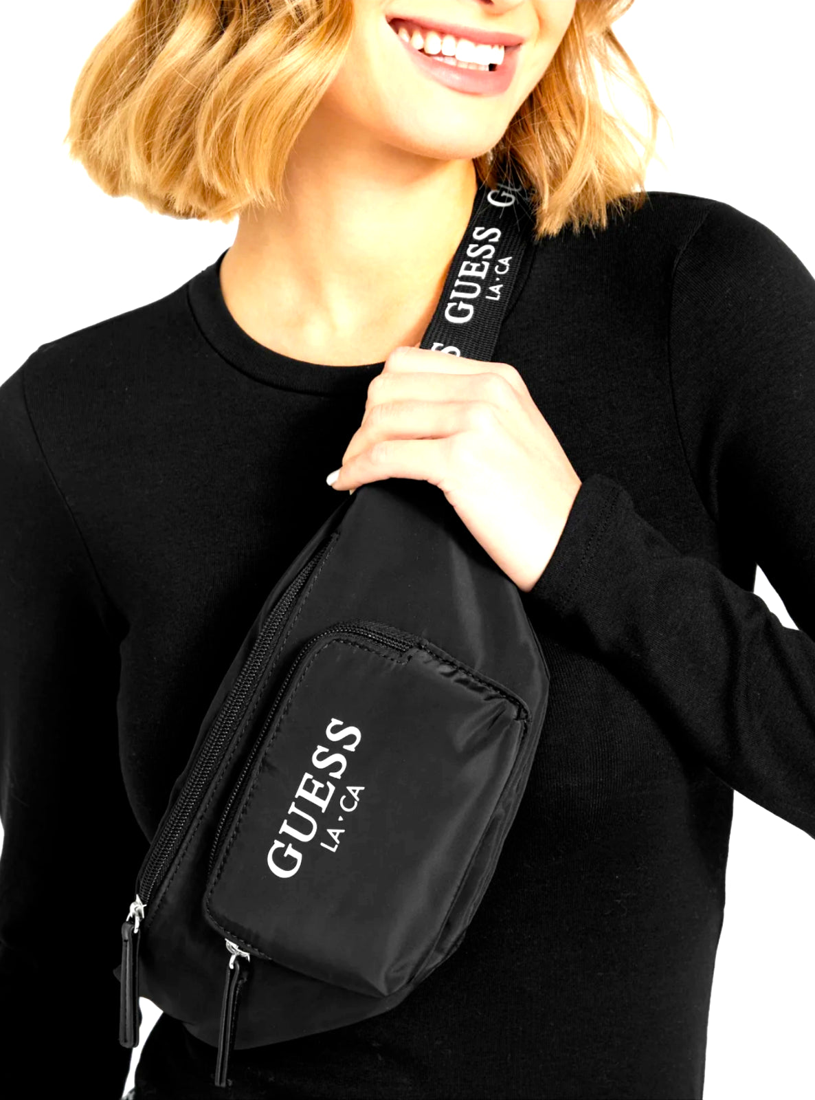 GUESS Logo Belt Bum Bag Waist Pack Crossbody Bag - Black • 100% Authentic • Brand New with Tags