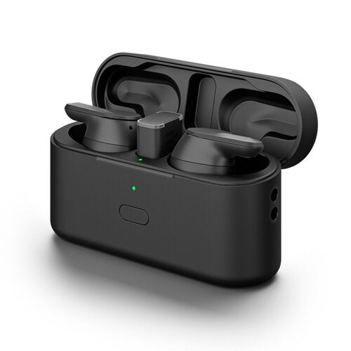 EPOS ADAPT E1 Scandinavian Black true wireless earbuds in charging case