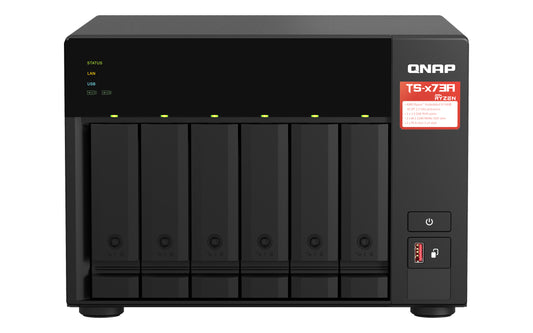 QNAP TS-673A-8G,6-bay NAS, AMD Ryzen V1000 series V1500B 4C/8T 2.2GHz, 8GB DDR4 RAM(Max. 64GB),6x SATA 6Gb/s bays, 2x M.2 NVMe PCIe Gen3 SSD slots, 3 Yr WTY