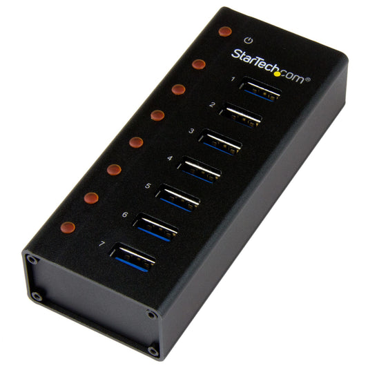 Star Tech 7-Port USB 3.0 Hub - Desktop or Wall-Mountable Metal Enclosure~7-Port USB 3.0 Hub (5Gbps) - Desktop or Wall-Mountable Metal Enclosure