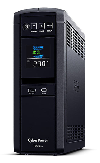 CyberPower Systems PFC Sinewave Series 1600VA / 1000W Tower UPS - 2* 12V/8.5AH - 6x AU & 1x USB-A + 1x USB-C Charging Ports - 2 Yrs Adv. Rep. WTY-CP1600EPFCLCD