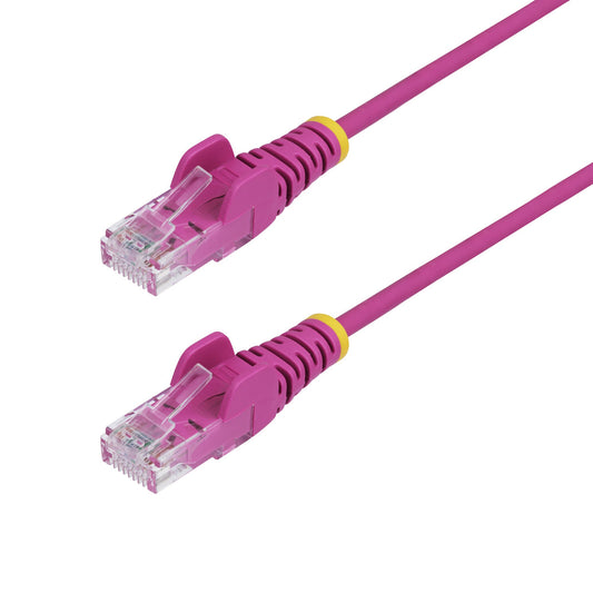 Star Tech 1m Pink Slim CAT6 Ethernet Cable, Snagless, 100W PoE, UTP, LSZH, 28AWG Pure Bare Copper Wire, Slim RJ45 Network Patch Cord w/Strain Reliefs, Individually Tested