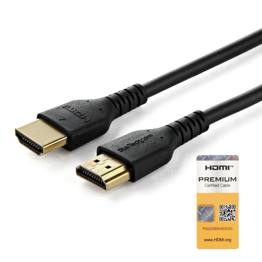 Star Tech 3ft (1m) Slim HDMI 2.0 Cable, Flexible Premium Certified HDMI Cord with Ethernet, UHD 4K 60Hz HDR10, Durable Aramid Fiber Design with TPE Jacket