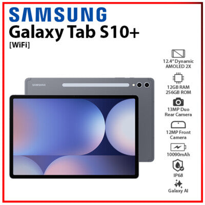SAMSUNG GALAXY TAB S10+, 12.4", 256GB, WIFI, 5G, S/PEN, 13MP, GREY, 2YR
