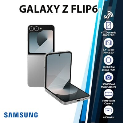 SAMSUNG GALAXY Z FLIP6, 6.7", 256GB, 5G, 50MP, SILVER, 2YR