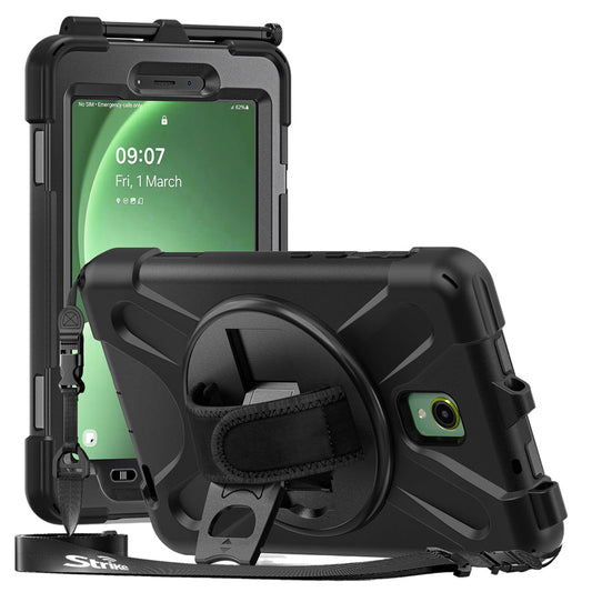 SAMSUNG (STRIKE) TAB ACTIVE5 RUGGED CASE WITH HAND STRAP & LANYARD (BLACK)