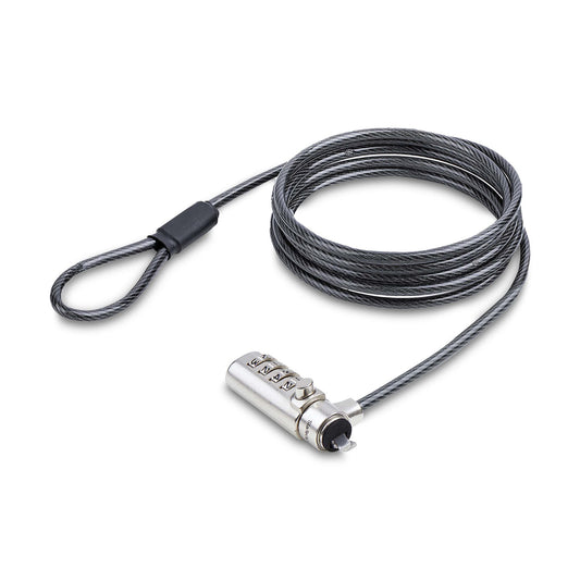 Star Tech Slim Lock Noble Wedge® Slot Compatible, 5ft (1.5m) Locking Cable, Desk Anti-Theft Security For Laptop/Notebook, Cut-Resistant Steel Cable, Combo Lock
