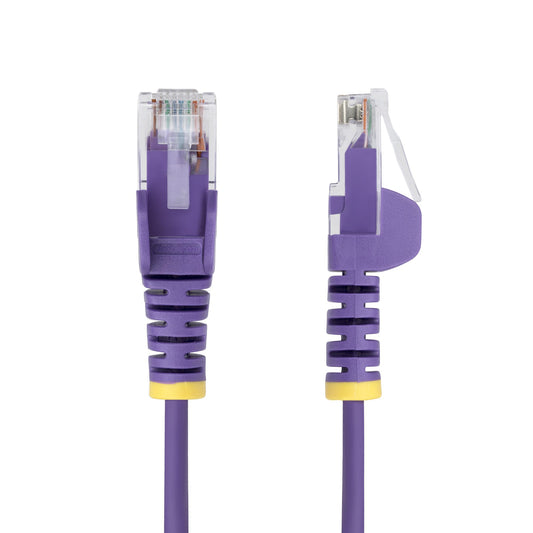 Star Tech 1m Purple Slim CAT6 Ethernet Cable, Snagless, 100W PoE, UTP, LSZH, 28AWG Pure Bare Copper Wire, Slim RJ45 Network Patch Cord w/Strain Reliefs, Individually Tested