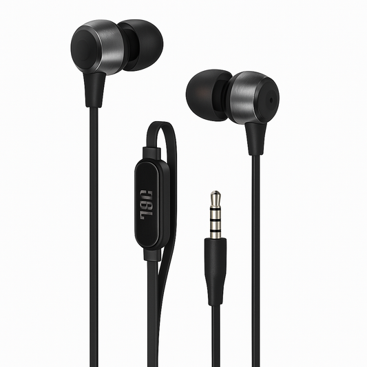 JBL T290 In-Ear Headphones – Pure Bass Sound, Premium Aluminium Build, Tangle-Free Flat Cable, Mic/Remote