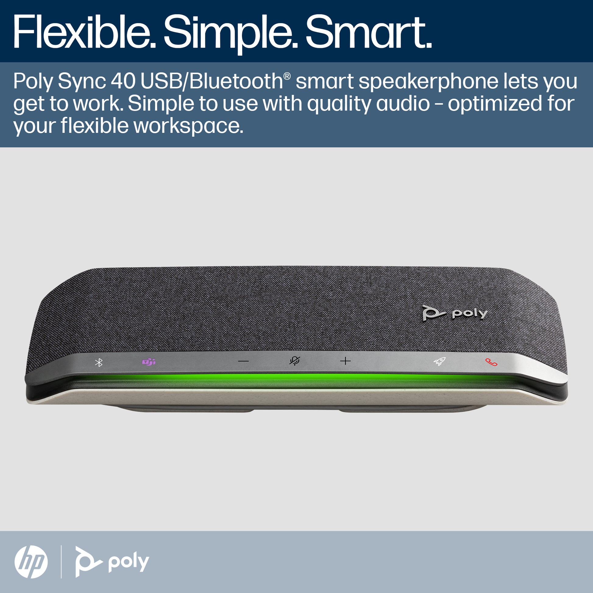 HP Poly Sync 40+ Microsoft Teams Certified USB-A USB-C Speakerphone +BT700 USB-A Adapter