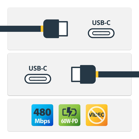 Star Tech 2m (6ft) USB C Charging Cable, USB-C Cable, USB 2.0 Type-C Laptop Charger Cord, 60W 3A Power Delivery, TPE Jacket, USB-C Data Transfer Cable, M/M