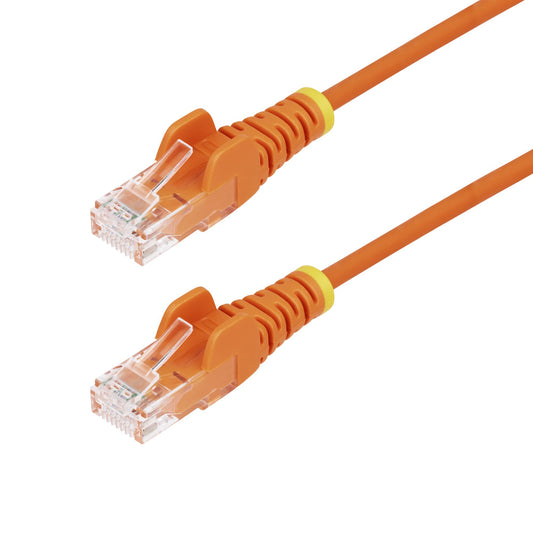 Star Tech 1m Orange Slim CAT6 Ethernet Cable, Snagless, 100W PoE, UTP, LSZH, 28AWG Pure Bare Copper Wire, Slim RJ45 Network Patch Cord w/Strain Reliefs, Individually Tested