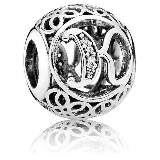 Genuine PANDORA Vintage Letter K Openwork Charm - Open Box