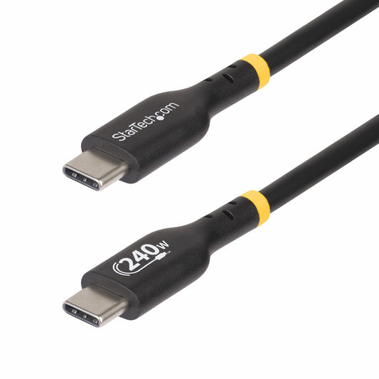 StarTech 2m USB-C Charging Cable, USB-IF Certified USB C Cable, 240W PD EPR, USB 2.0 Type-C Laptop Charger Cord, USB-C Data Transfer Cable, TPE Jacket, M/M