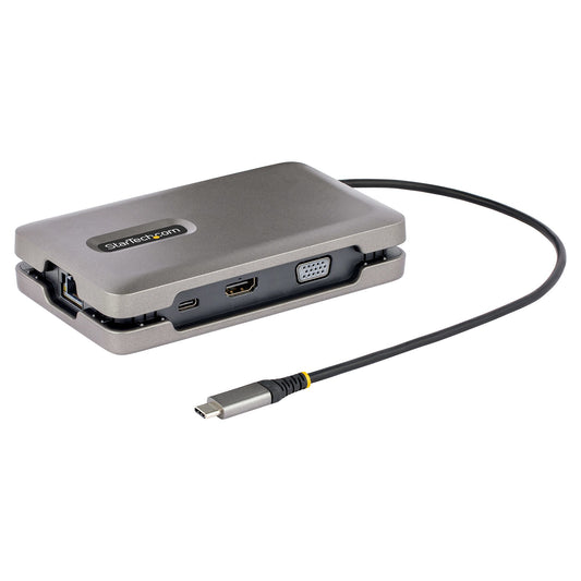 Star Tech USB-C Dual Monitor Multiport Adapter up to 4K 60Hz USB-C DP Alt Mode Video Output & HDMI 2.0, or 1080p VGA, 100W PD Pass-Through, USB Type C Mini Dock, USB-C Docking Station, MST Hub