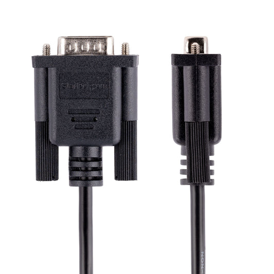 Star Tech 3m RS232 Serial Null Modem Cable, Crossover Serial Cable w/Al-Mylar Shielding, DB9 Serial COM Port Cable Female to Male, Compatible w/DTE Devices, Black, F/M