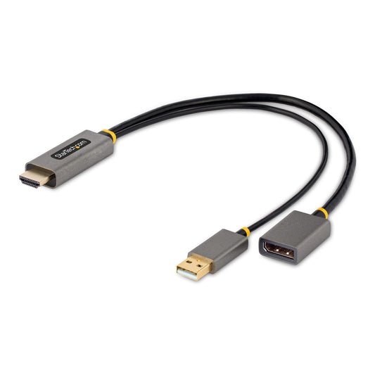 Star Tech 1ft (30cm) HDMI to DisplayPort Adapter Cable, Active 4K 60Hz HDMI 2.0 to DP 1.2 Converter, HDR, USB Bus Powered, HDMI Source to DisplayPort Monitor for Laptops/PC