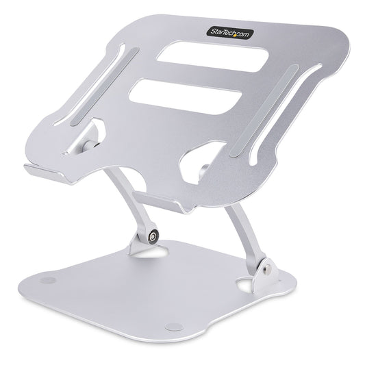 Star Tech Laptop Stand for Desk, Ergonomic Laptop Stand Adjustable Height, Aluminum, Portable, Supports up to 22lb (10kg), Foldable Laptop Holder for Desk - Angled Notebook Computer Riser/Lift