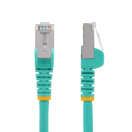 Star Tech 1m CAT6a Ethernet Cable - Aqua - Low Smoke Zero Halogen (LSZH) - 10GbE 500MHz 100W PoE++ Snagless RJ-45 w/Strain Reliefs S/FTP Network Patch Cord