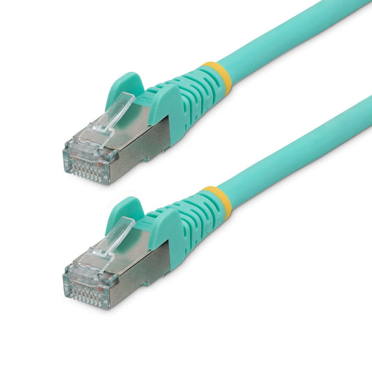 Star Tech 5m CAT6a Ethernet Cable - Aqua - Low Smoke Zero Halogen (LSZH) - 10GbE 500MHz 100W PoE++ Snagless RJ-45 w/Strain Reliefs S/FTP Network Patch Cord