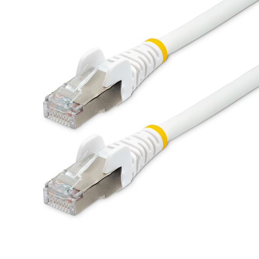 Star Tech 1m CAT6a Ethernet Cable - White - Low Smoke Zero Halogen (LSZH) - 10GbE 500MHz 100W PoE++ Snagless RJ-45 w/Strain Reliefs S/FTP Network Patch Cord