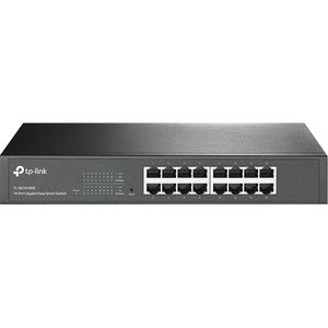 TP-Link16-Port Gigabit Easy Smart Switch, 16 10/100/1000Mbps RJ45 ports, MTU/Port/Tag-based VLAN, QoS, IGMP Snooping, 1U 13-inch rack-mountable steel case