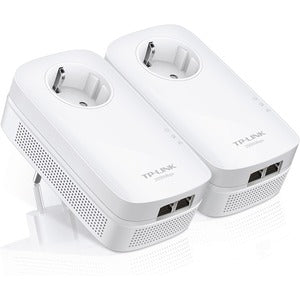TP-LinkAV2000 2 Port Gigabit Passthrough Powerline Starter Kit, 2000Mbps Powerline Data Rate, Line-Neutral/Line-Ground 2*2 MIMO,  2 Gigabit Ethernet ports, Home