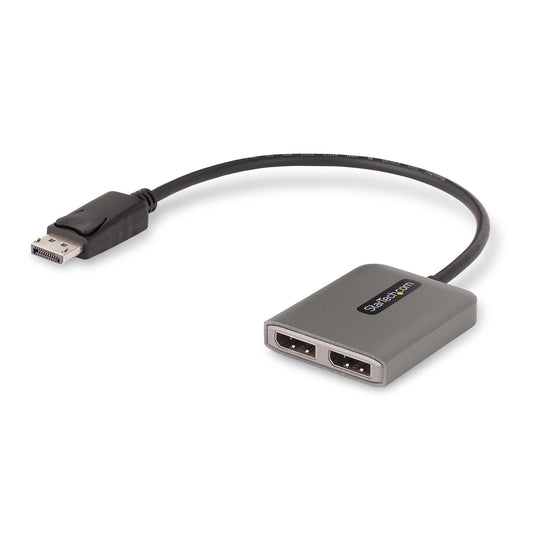 Star Tech 2-Port DisplayPort MST Hub, Dual 4K 60Hz, DP to 2x DisplayPort Monitor Adapter, DP 1.4 Multi-Monitor Video Adapter, 1ft (30cm) Built-in Cable, USB Powered, Windows Only