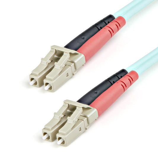 StarTech 1m (3ft) LC/UPC to LC/UPC OM3 Multimode Fiber Optic Cable, Full Duplex 50/125µm Zipcord Fiber Cable, 100G, Low Insertion Loss, LSZH Fiber Jumper Cord