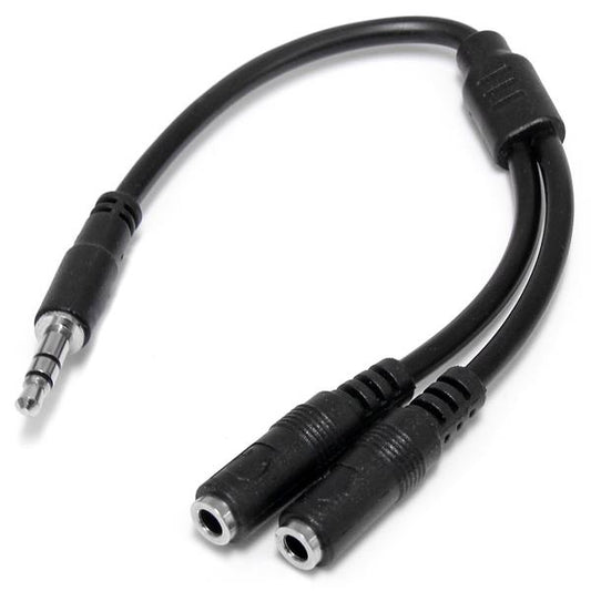 Star Tech Slim Stereo Splitter Cable - 3.5mm Male to 2x 3.5mm Female
