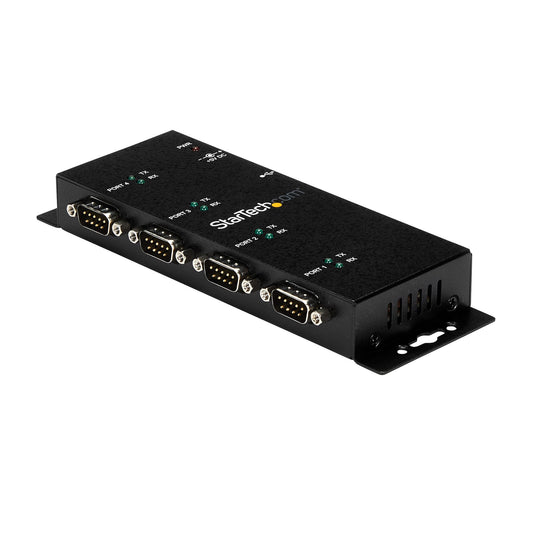 Star Tech 4 Port USB to DB9 RS232 Serial Adapter Hub – Industrial DIN Rail and Wall Mountable