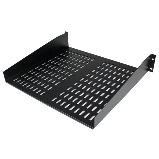 Star Tech 2U Server Rack Shelf - Universal Vented Rack Mount Cantilever Tray for 19" Network Equipment Rack & Cabinet - Heavy Duty Steel - Weight Capacity 50lb/23kg - 16" Deep Shelf, Black
