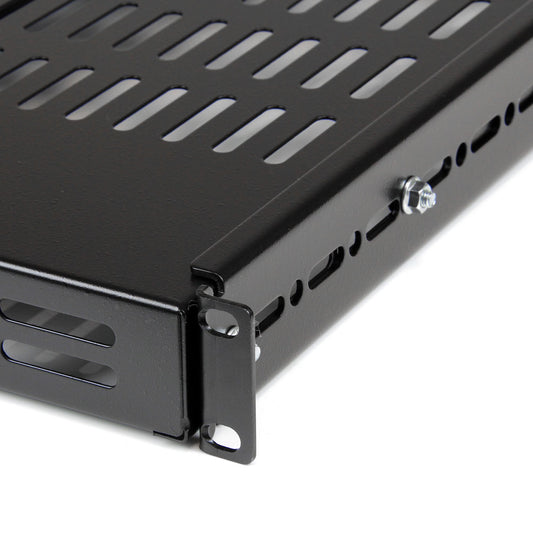 Star Tech 1U Adjustable Vented Server Rack Mount Shelf - 175lbs - 19.5 to 38in Adjustable Mounting Depth Universal Tray for 19" AV/ Network Equipment Rack - 27.5in Deep