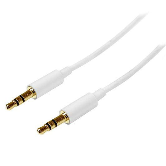 Star Tech 1m White Slim 3.5mm Stereo Audio Cable - Male to Male