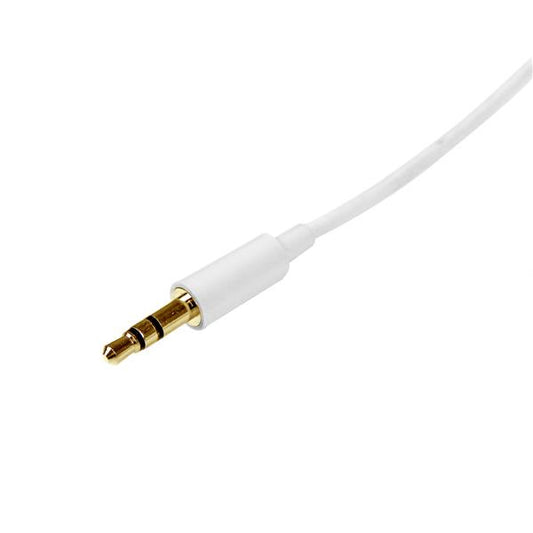 Star Tech 1m White Slim 3.5mm Stereo Audio Cable - Male to Male