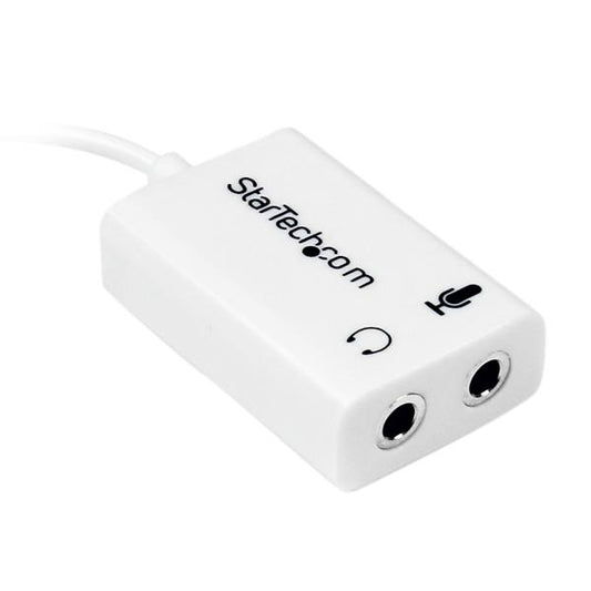 Star Tech White headset adapter for headsets with separate headphone / microphone plugs - 3.5mm 4 position to 2x 3 position 3.5mm M/F
