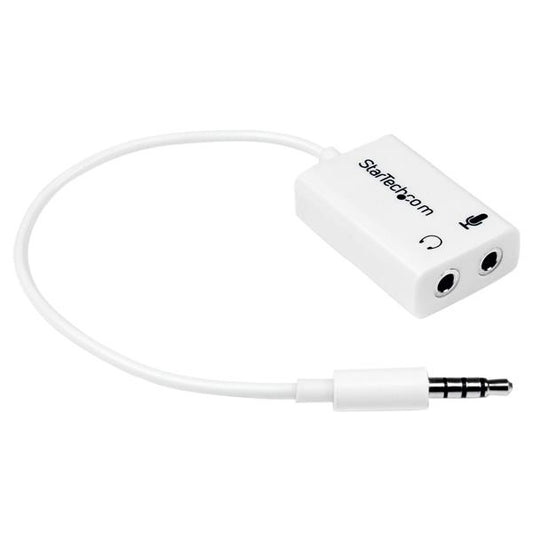 Star Tech White headset adapter for headsets with separate headphone / microphone plugs - 3.5mm 4 position to 2x 3 position 3.5mm M/F