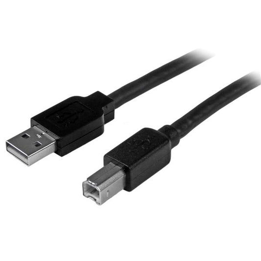 Star Tech 50ft (15m) Active USB 2.0 A to B Cable, Long USB Printer Cable, 1x USB-A (M), 1x USB-B (M) - Black
