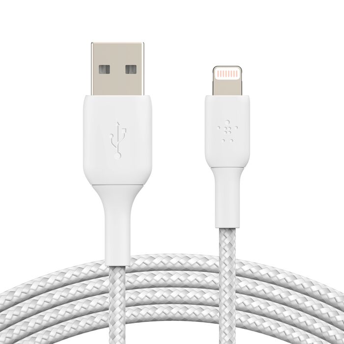 Belkin LIGHTNING TO USB-A BRAIDED CABLE 2M WHT (CAA002BT2MWH)