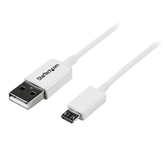 Star Tech 1m White Micro USB Cable - A to Micro B