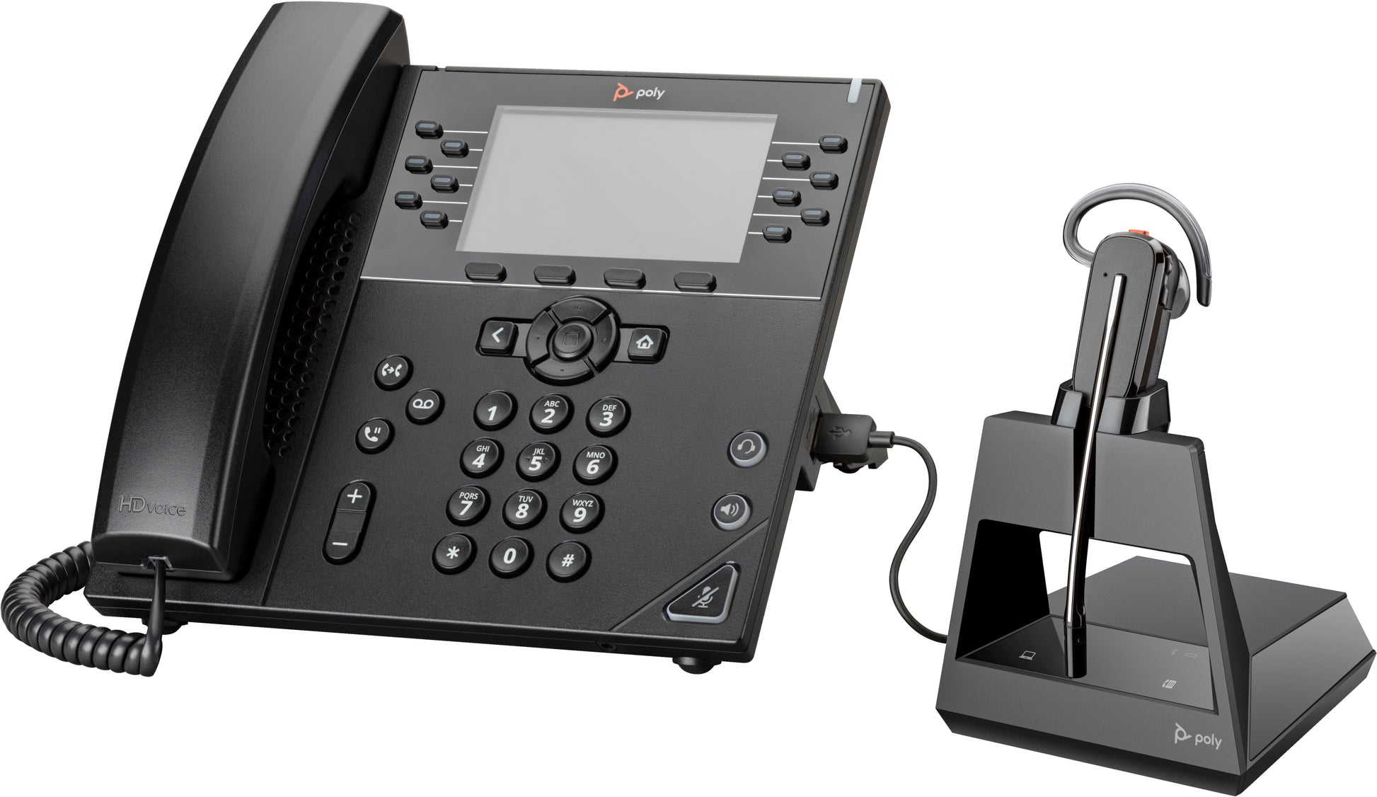 HP Poly Poly Voyager 4245-M Office Headset +USB-A to Micro USB Cable