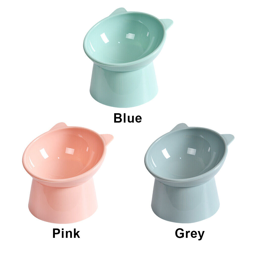 Tilted Raised Cat Food Bowl - Ergonomic Design to Reduce Vomiting for Cats and Dogs