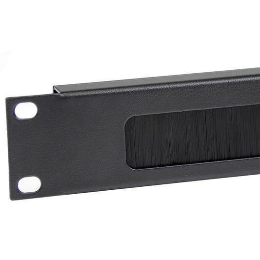 Star Tech 1U High-density Brush Strip Cable Management Panel, Sturdy Steel Horizontal Data Centre Cable Organizer