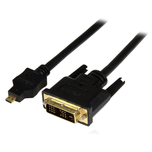 Star Tech 6ft (2m) Micro HDMI to DVI Cable - Micro HDMI to DVI Adapter Cable - Micro HDMI Type-D Device to DVI-D Single Link Monitor/Display/Projector Video Converter Cord - Durable