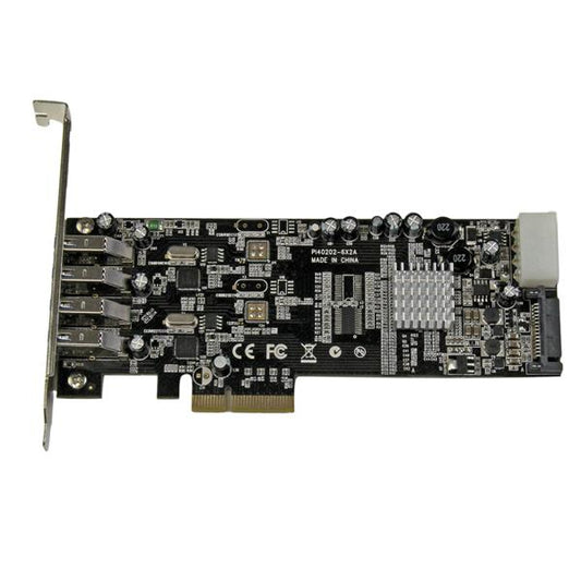 Star Tech 4 Port PCI Express (PCIe) SuperSpeed USB 3.0 Card Adapter w/ 2 Dedicated 5Gbps Channels - UASP - SATA / LP4 Power