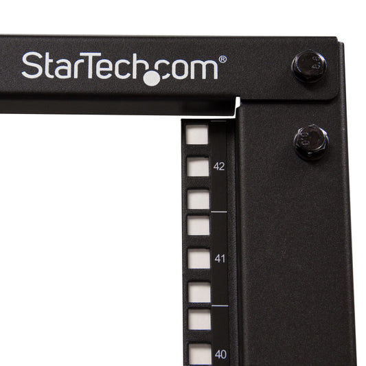 Star Tech 4-Post 42U Mobile Open Frame Server Rack, Four Post 19" Network Rack with Wheels, Rolling Rack with Adjustable Depth for Computer/AV/Data/IT Equipment - Casters, Leveling Feet or Floor Mounting