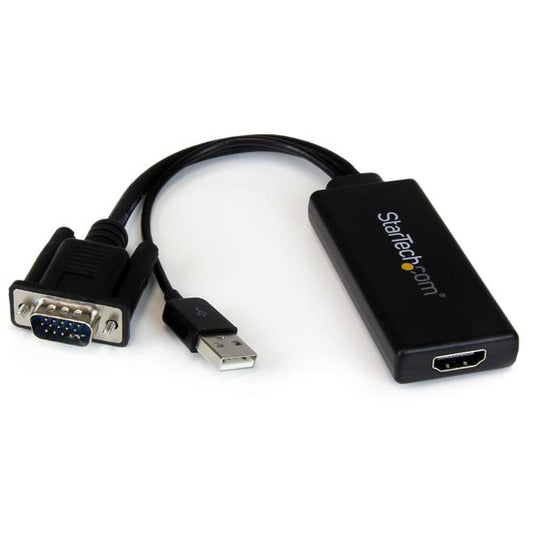 StarTech VGA to HDMI Adapter with USB Audio & Power – Portable VGA to HDMI Converter – 1080p