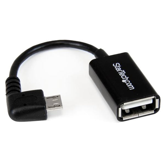 Star Tech 5in Right Angle Micro USB to USB OTG Host Adapter M/F