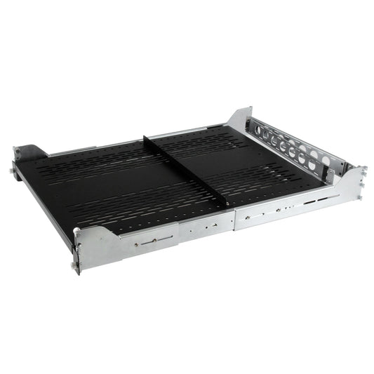 Star Tech 2U Vented Sliding Server Rack Shelf w/ Cable Management Arm - 27.7 to 31.6in Adjustable Mounting Depth - 50lb - 19” Server Tray Shelf for Equipment Rack - 24in Deep