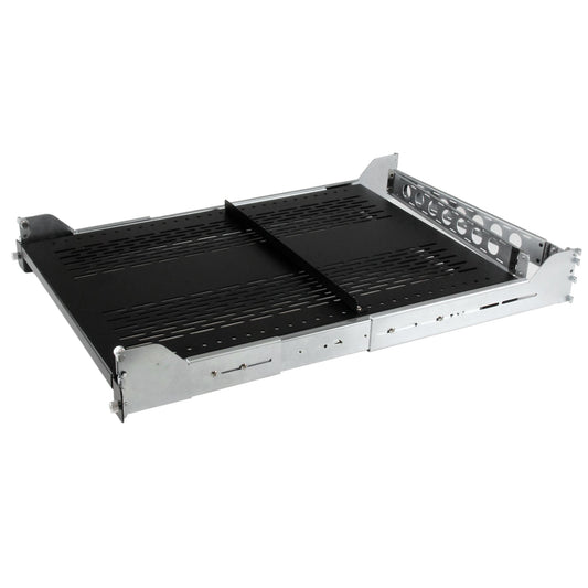 Star Tech 2U Vented Sliding Server Rack Shelf w/ Cable Management Arm - 27.6 to 31.6in Adjustable Mounting Depth - 125lb - 19” Server Tray Shelf for Equipment Rack - 24in Deep